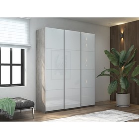 Шкаф-купе «Прайм», 1800×570×2300 мм, 3-х дверный, белое стекло, цвет бетон