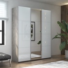 Шкаф-купе «Прайм», 1800×570×2300 мм, 3-х дверный, 2 белых стекла / зеркало, цвет бетон - Фото 1