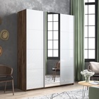 Шкаф-купе «Прайм», 2100×570×2300 мм, 3-х дверный, 2 белых стекла / зеркало,  дуб табачный - Фото 1