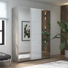 Шкаф-купе «Прайм», 2100×570×2300 мм, 3-х дверный, 2 зеркало / белое стекло, цвет бетон - Фото 1