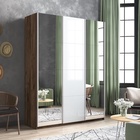 Шкаф-купе «Прайм», 2100×570×2300 мм, 3-х дверный, 2 зеркала / белое стекло,  дуб табачный - Фото 1