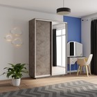 Шкаф купе двухдверный «Экспресс», с зеркалом, 1400×600×2200 мм, ЛДСП, цвет бетон - Фото 1
