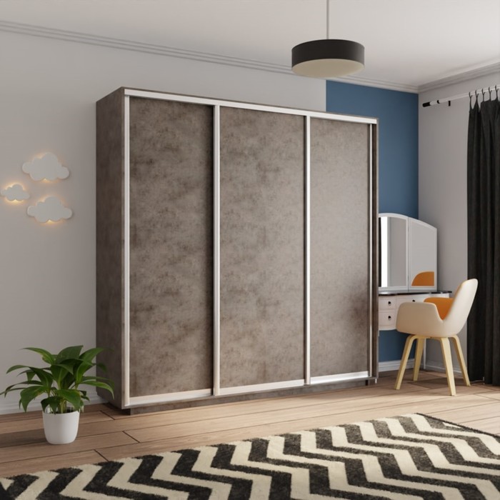Шкаф купе «Экспресс», 2400×600×2200 мм, 3-х дверный, ЛДСП, цвет бетон - Фото 1