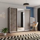 Шкаф-купе трёхдверный «Экспресс», с зеркалом, 2100×600×2200 мм, ЛДСП, цвет бетон - Фото 1