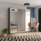 Шкаф купе трёхдверный «Экспресс», с зеркалом, 1800×600×2200 мм, ЛДСП, цвет бетон - Фото 1