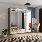 Шкаф-купе трёхдверный «Экспресс», с зеркалом, 2400×600×2400 мм, цвет бетон - Фото 1
