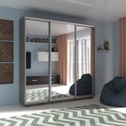 Шкаф купе «Экспресс», 2100×440×2400 мм, 3-х дверный, зеркало, цвет бетон - Фото 1