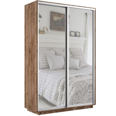 Шкаф купе двухдверный «Экспресс», с зеркалом, 1200×600×2200 мм, цвет дуб табачный