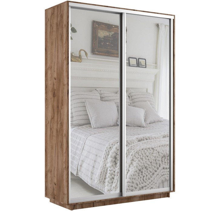 Шкаф купе «Экспресс», 1600×600×2400 мм, 2-х дверный, зеркало, цвет дуб табачный - Фото 1