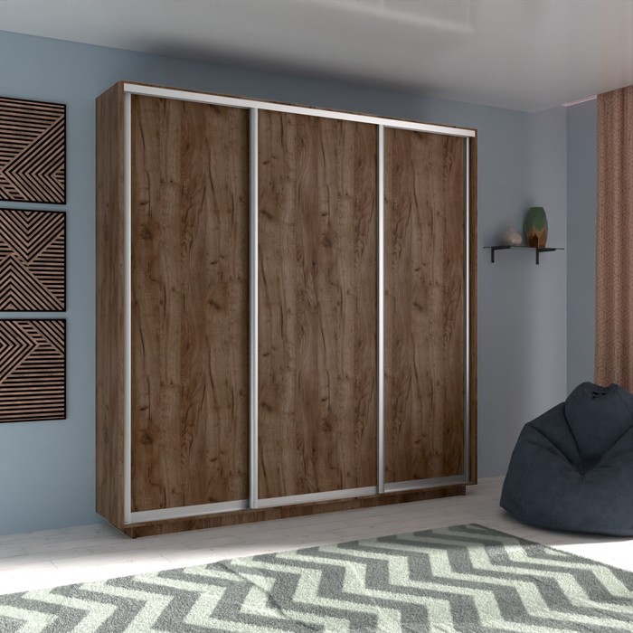 Шкаф купе «Экспресс», 2100×440×2400 мм, 3-х дверный, ЛДСП, цвет дуб табачный - Фото 1