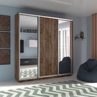 Шкаф купе «Экспресс», 2400×440×2400 мм, 3-х дверный, 2 зеркала / ЛДСП, цвет дуб табачный - Фото 1