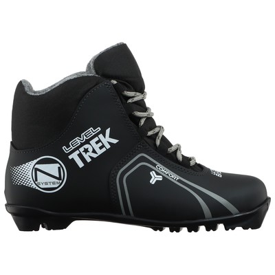 Ботинки лыжные TREK Level 4, NNN, искусственная кожа, р. 40, цвет чёрный, лого серый