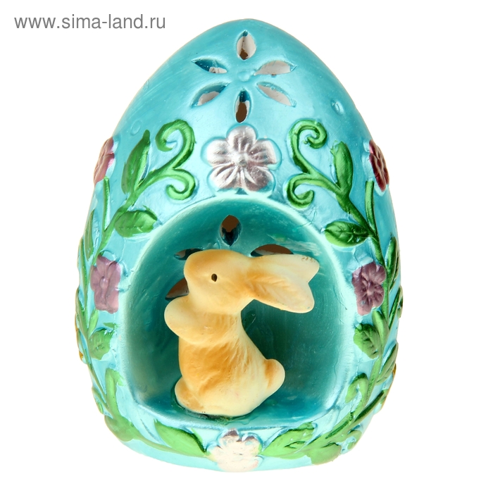 Сувенир керамика "Яйцо с зайкой" свет, МИКС, 6х6,5х10 см - Фото 1