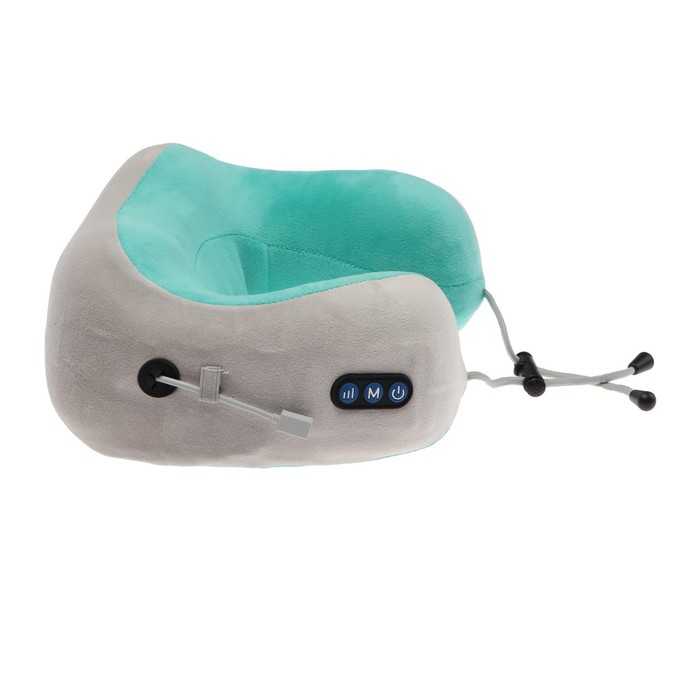 Массажная подушка Bradex KZ 0558-n, 3режима, обогрев, вибрация, эффект памяти, серо-зелёная 33169