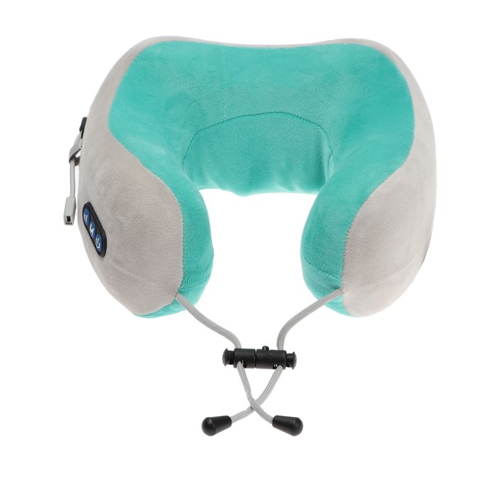 Массажная подушка Bradex KZ 0558-n, 3режима, обогрев, вибрация, эффект памяти, серо-зелёная 33169