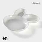 Блюдо для подачи Magistro «Ушастый зай» с двумя соусниками, 27×22.5 см, фарфор, белое - Фото 2