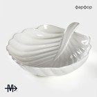 Салатник Magistro «Лист Бланш», 800 мл, 24.5×20.5 см, фарфор, цвет белый - Фото 2