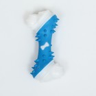 Игрушка двухслойная (твердый и мягкий пластик) "Кость", 12 см, голубая - фото 6808682