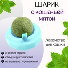 Игрушка для кошек из кошачьей мяты "Вращающийся шарик" на основании, 5 х 4 см, голубая - Фото 1