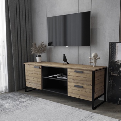 Тумба ТВА, 1600×450×600 мм, цвет пихта / металл чёрный муар