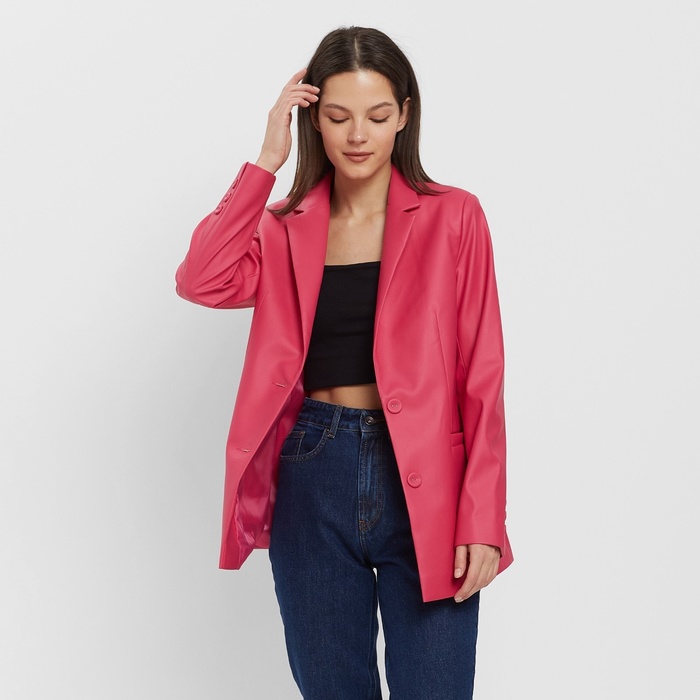 Пиджак женский (экокожа) MINAKU: Eco leather, цвет фуксия, размер 44 60289