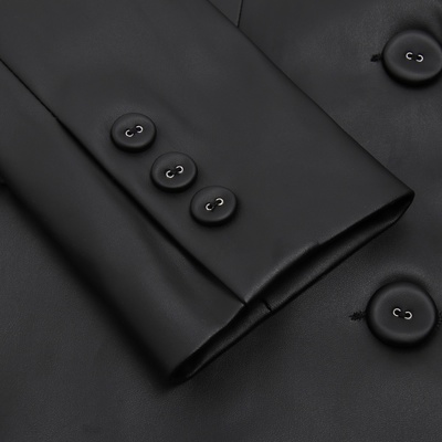 Пиджак женский из экокожи MINAKU: Eco leather, чёрный, размер 44