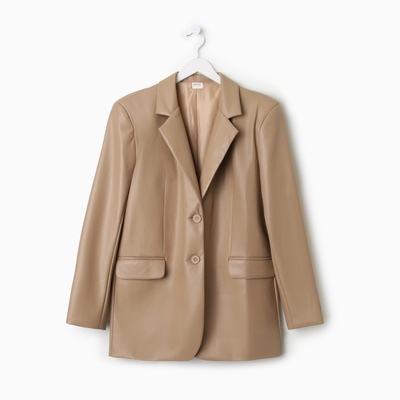 Пиджак женский из экокожи MINAKU: Eco leather, бежевый, размер 46-48