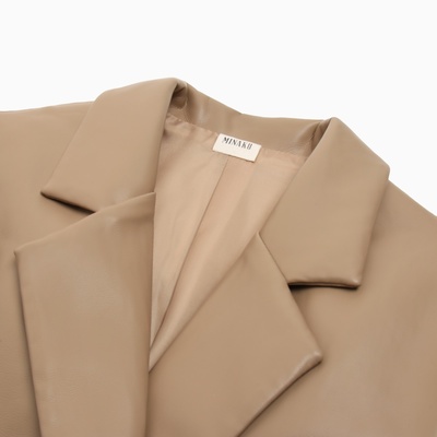 Пиджак женский из экокожи MINAKU: Eco leather, бежевый, размер 46-48
