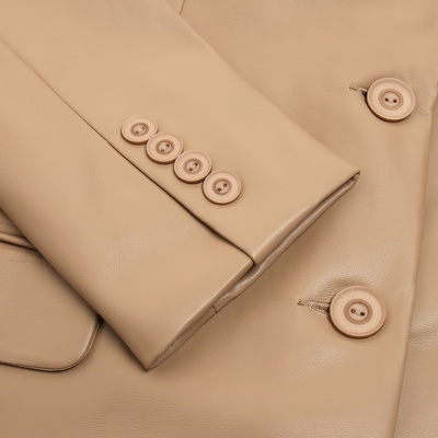 Пиджак женский из экокожи MINAKU: Eco leather, бежевый, размер 46-48