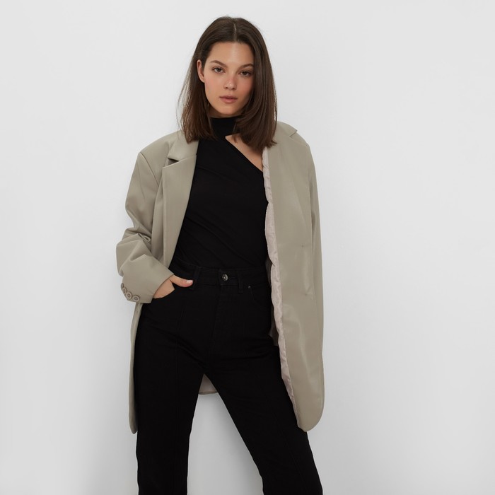 Пиджак женский (экокожа) Eco leather, цвет серый, размер 42-44 - Фото 1