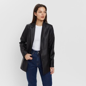 Пиджак женский (экокожа) MINAKU: Eco leather, цвет чёрный, размер 48