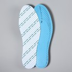 Стельки для обуви, универсальные, дышащие, с антибактериальным покрытием, р-р RU до 48 (р-р Пр-ля до 46), 30 см, пара, цвет белый/голубой - фото 7292631