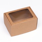 Коробка самосборная с окном, бурая, для подарков, хранения и отправки посылок, 17×12×10 см 9459216