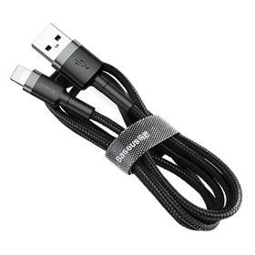 

Кабель Baseus, Lightning - USB, 2.4 A ,1 м, серо-чёрный