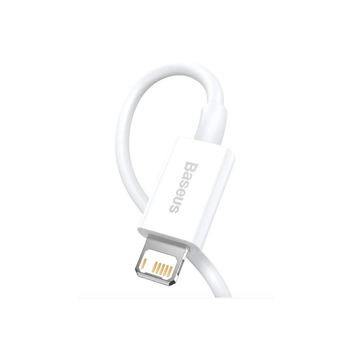 Кабель Baseus, Lightning- USB, 2.4 A, 1 м, белый - фото 51459360