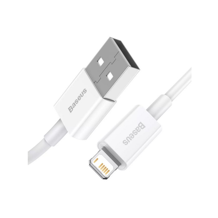 Кабель Baseus, Lightning- USB, 2.4 A, 1 м, белый - фото 51459361