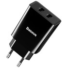 Сетевое зарядное устройство Baseus, 2 USB, 2 A, черный 9484169 - фото 10248257