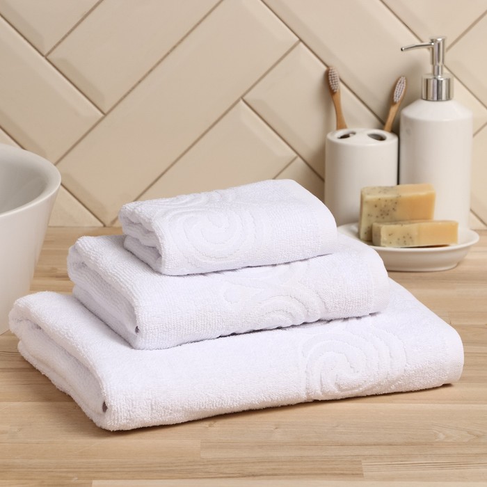 Полотенце махровое LoveLife «Border» 70×130 см, цвет белый, 100% хлопок, 380 г/м² - Фото 1