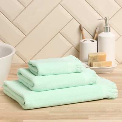 Полотенце махровое Love Life Fringe, 30×60 см, цвет мятный, 100% хлопок, 380 г/м²