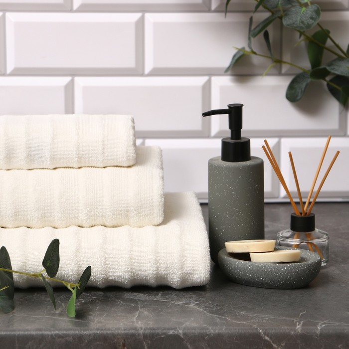 Полотенце махровое «Этель» Waves, 50×90 см, хлопок 100%, молочное - Фото 1