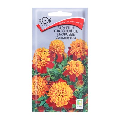 Семена цветов Бархатцы отклоненные махровые «Золотая головка» 0.4 г