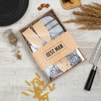 Набор подарочный «Доляна» Best man: варежка 20×28 см, прихватка 17×17 см, 2 лопатки