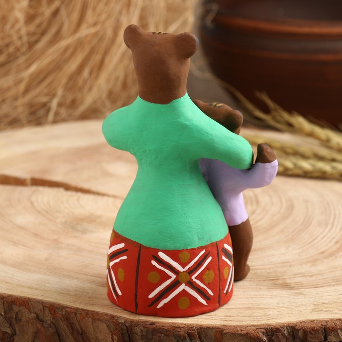 Сувенир"Медведица с медвежонком", каргопольская игрушка - фото 1888508168
