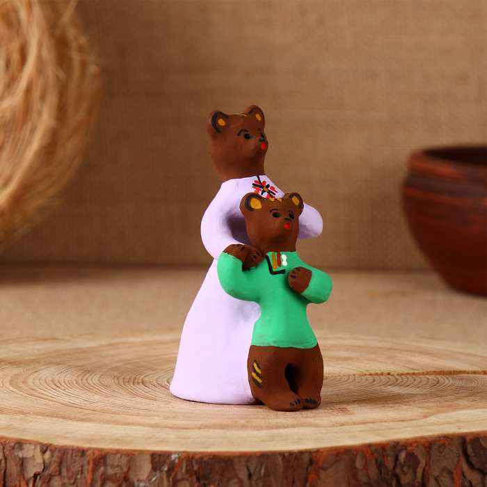 Сувенир"Медведица с медвежонком", каргопольская игрушка - фото 1907627600