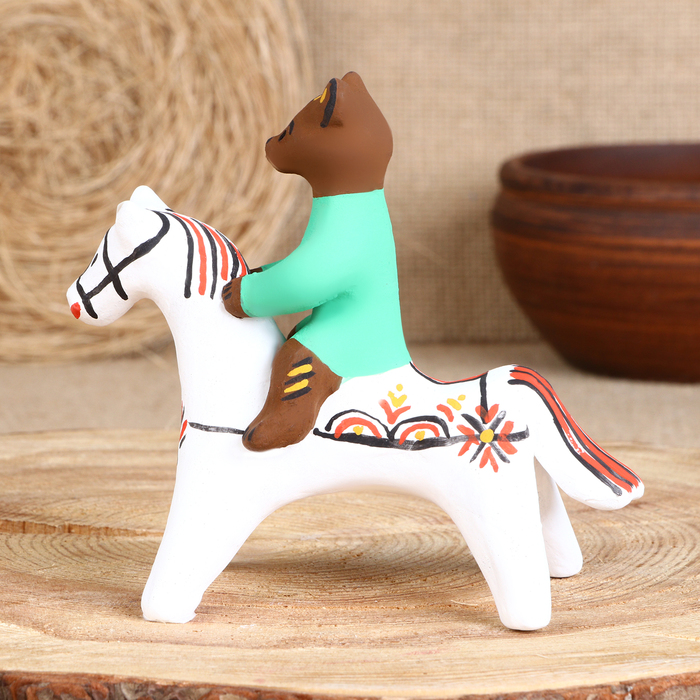 Сувенир"Медведь на коне", каргопольская игрушка - фото 1907627604