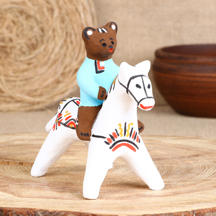 Сувенир"Медведь на коне", каргопольская игрушка - фото 1907627606