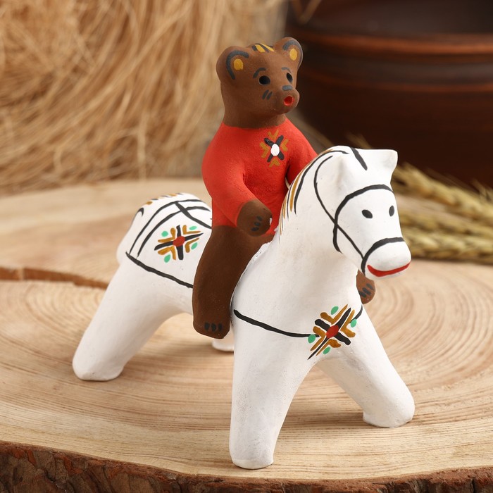 Сувенир"Медведь на коне", каргопольская игрушка - фото 1907627608