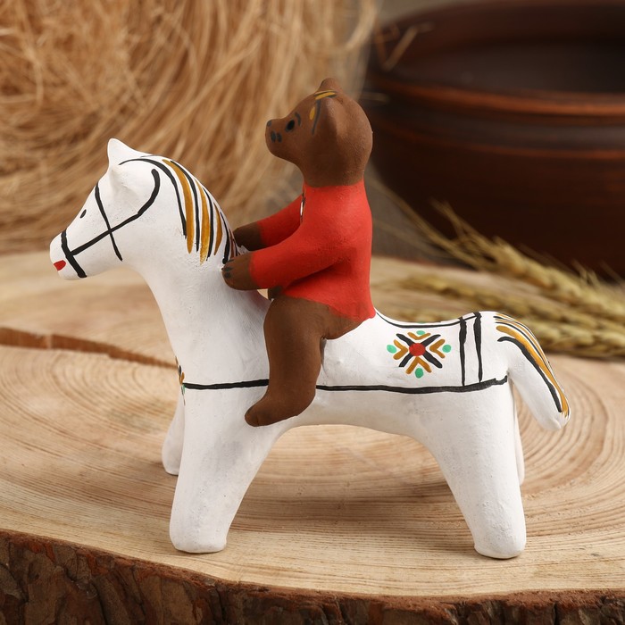 Сувенир"Медведь на коне", каргопольская игрушка - фото 1926602536