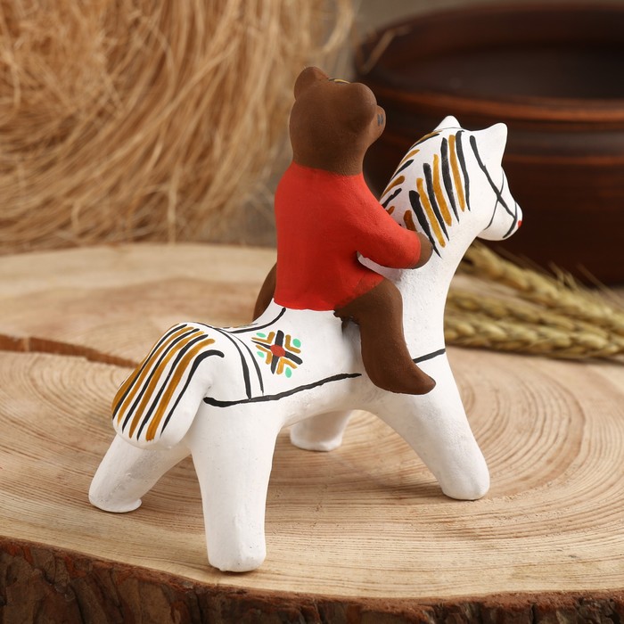 Сувенир"Медведь на коне", каргопольская игрушка - фото 1887027420