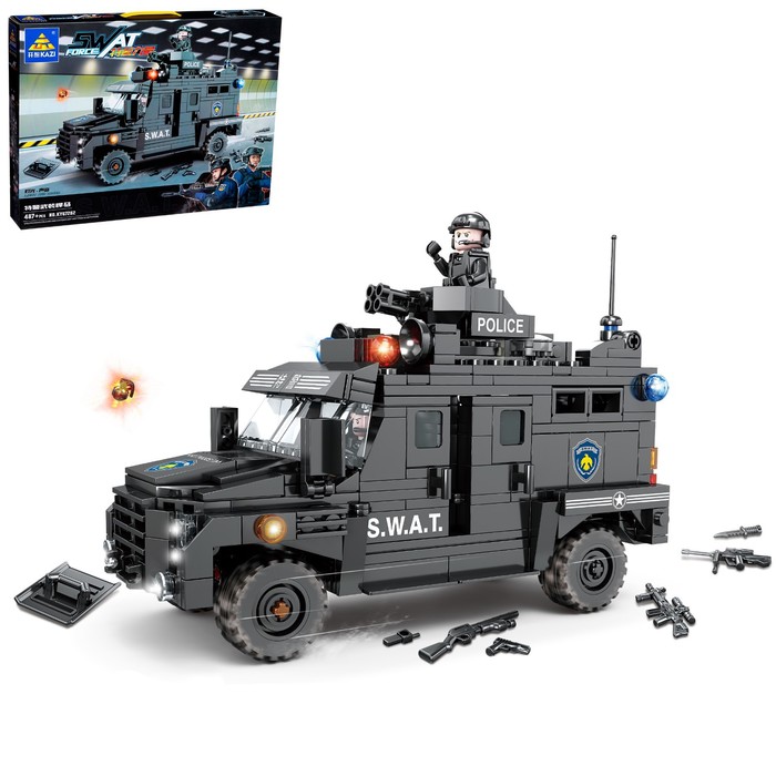 Конструктор спецназ «Фургон с пулеметом», 487 деталей - Фото 1